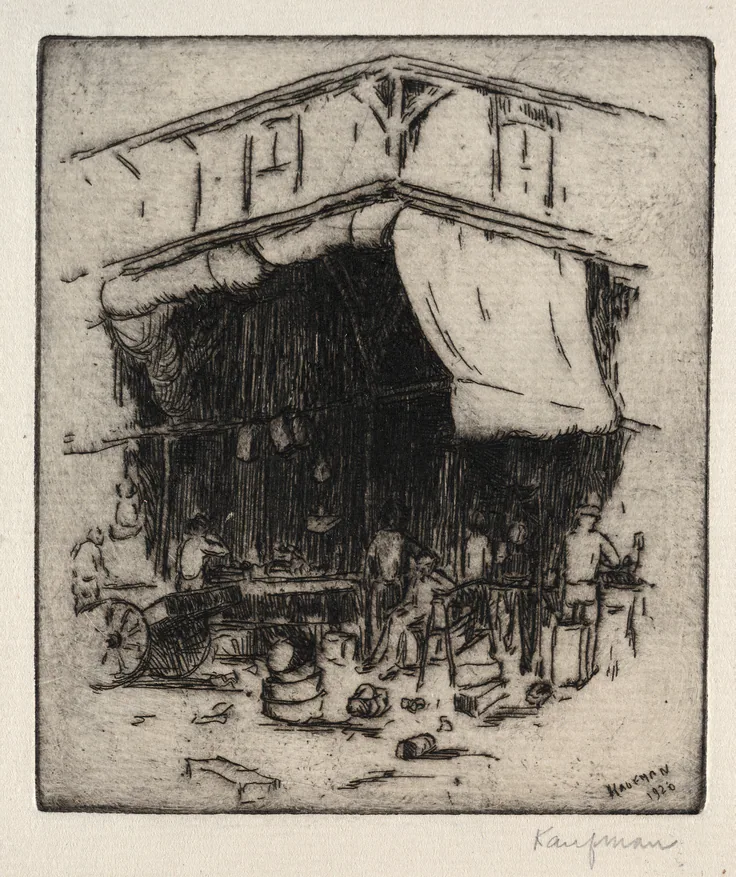 Market Place, No. 1, Cleveland, Ohio: etching by Edwin Kaufman, 1926.