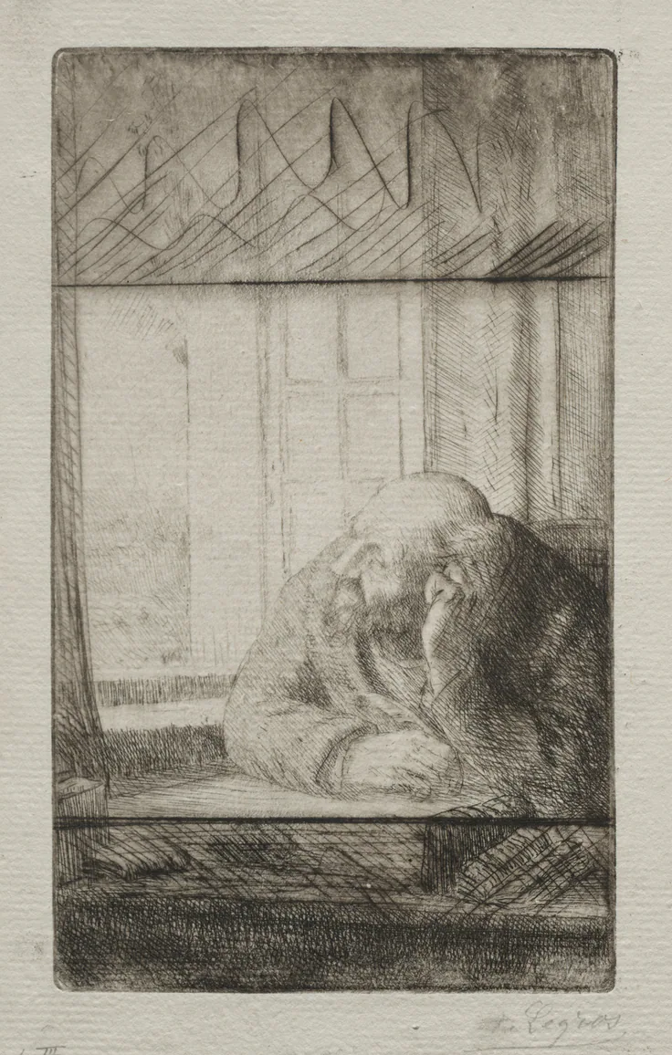 Evening at the Window: etching and drypoint by Alphonse Legros, 1884.