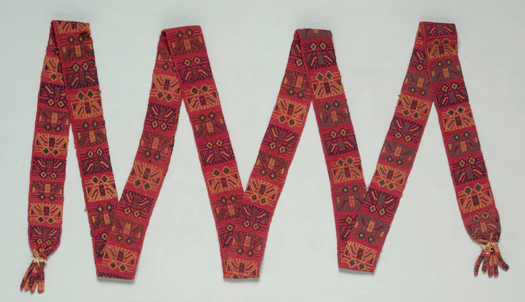 Turban Band (Llauto): wool and cotton: needle reseau (netting), c. 300–100 BCE.