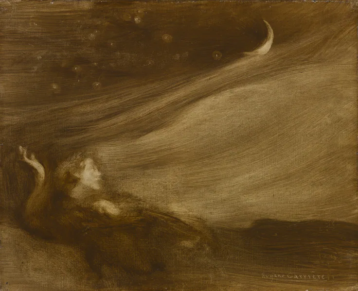 The Contemplator: oil on fabric by Eugène Carrière, 1901.