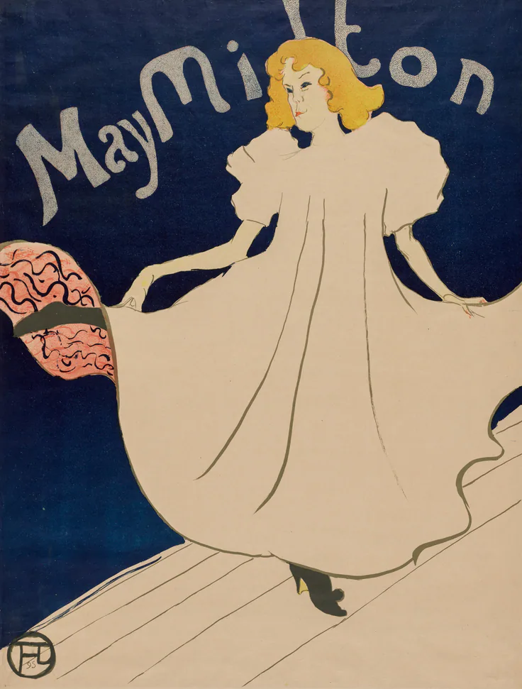 May Milton: color lithograph by Henri de Toulouse-Lautrec, 1895.