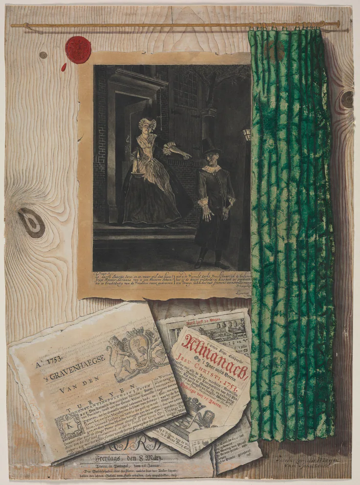 Trompe l'Oeil Still Life: drawing by Jacobus Cornelis Meyer, c. 1754.