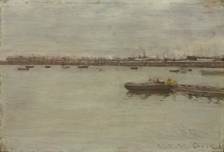 Gray Day on the Bay: oil on wood by William Merritt Chase, c. 1886.