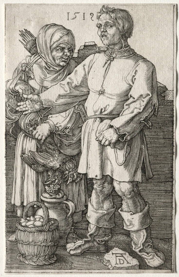The Peasants at Market: engraving by Albrecht Dürer, 1519.
