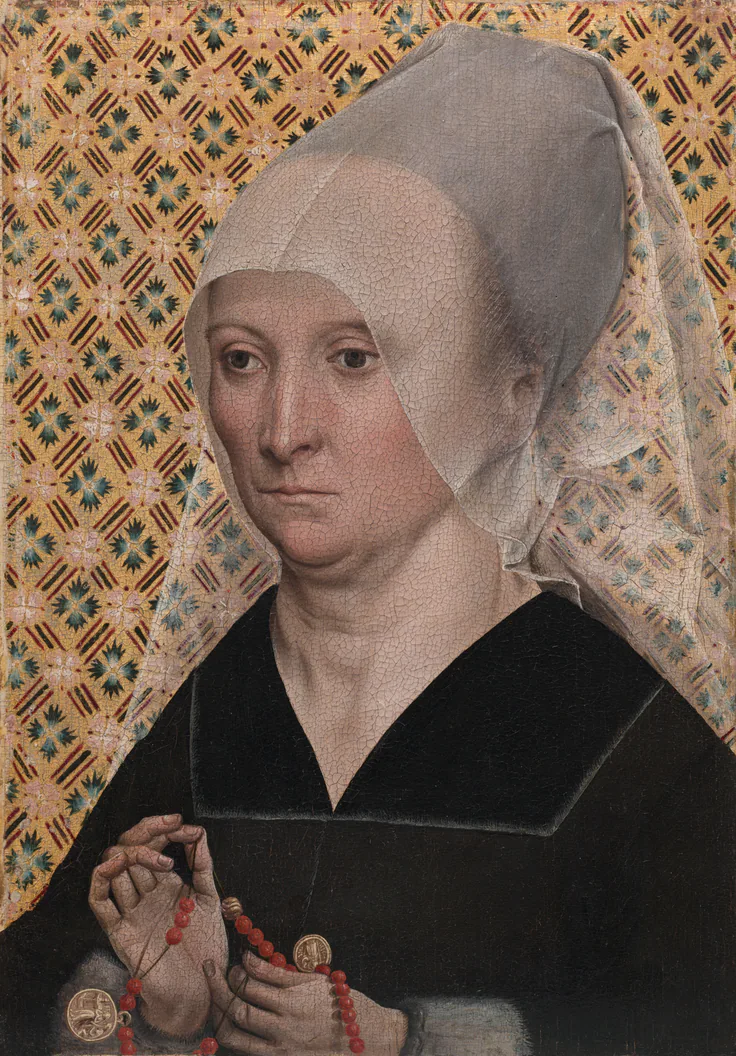 Portrait of a Woman: oil on wood by Master of the Holy Kinship, c. 1490–95.