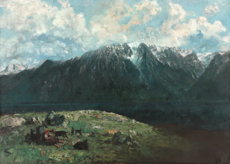 Panoramic View of the Alps, Les Dents du Midi: oil on fabric by Gustave Courbet, 1877.