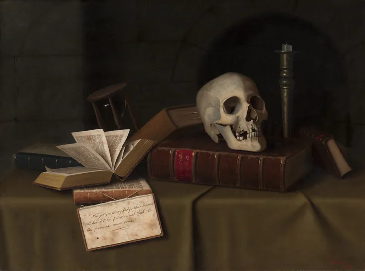 Memento Mori, "To This Favour": oil on canvas by William Michael Harnett, 1879.