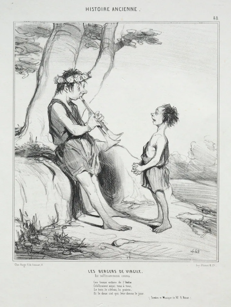 The Shepherds of Virgil: lithograph by Honoré Daumier, 1842.