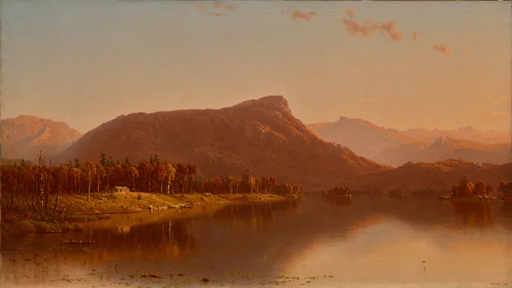 A Home in the Wilderness: oil on canvas by Sanford Robinson Gifford, 1866.