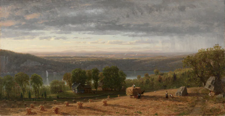 Landscape with Haywain: oil on canvas by Worthington Whittredge, 1861.