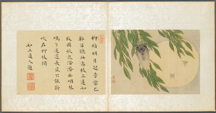 Album of Miscellaneous Subjects, Leaf 6: album leaf, ink and color on silk by Fan Qi, early 1650s.