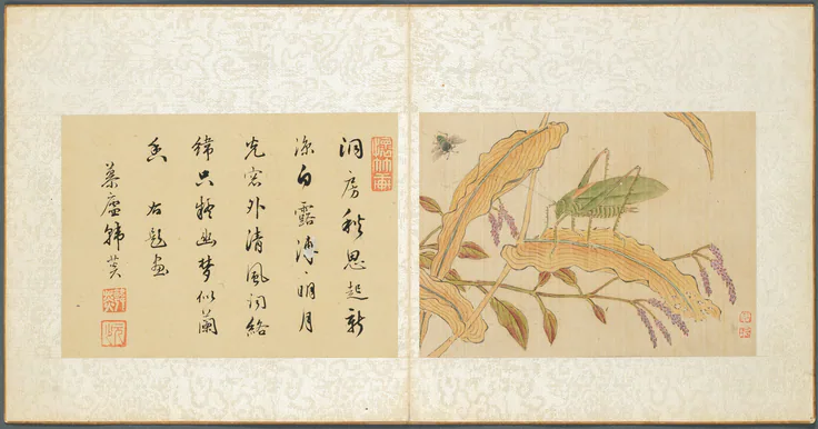 Album of Miscellaneous Subjects, Leaf 7: album leaf, ink and color on silk by Fan Qi, early 1650s.