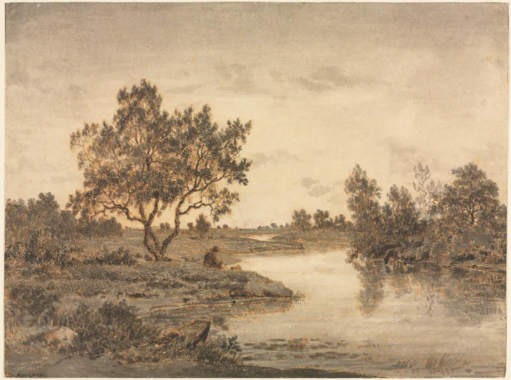 The Fisherman (Le Pêcheur): drawing by Théodore Rousseau, c. 1840–45.
