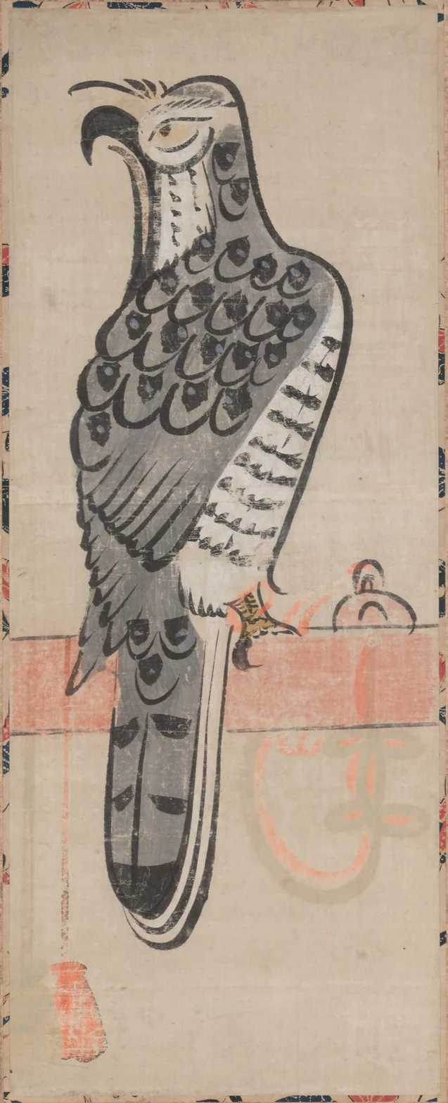 Falcon: hanging scroll; ink and color on paper, 1615–1868.