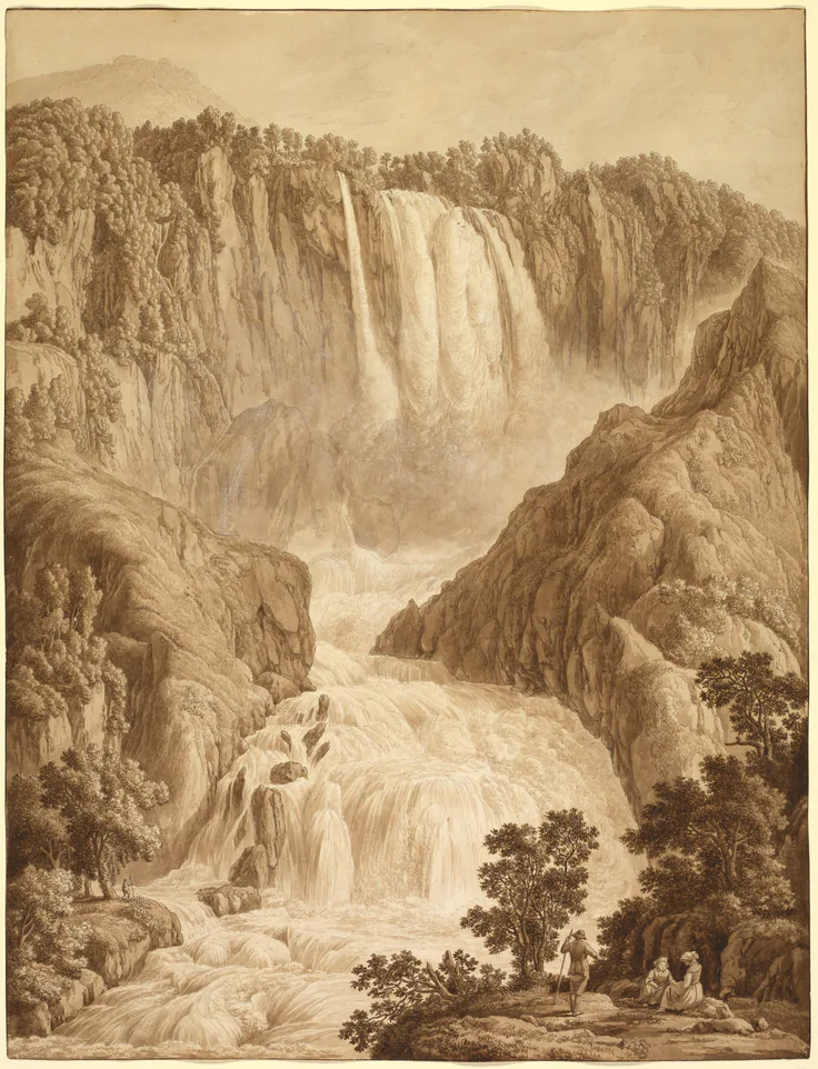 The Waterfall of Marmore at Terni: drawing by Philipp Hackert, 1776–78.