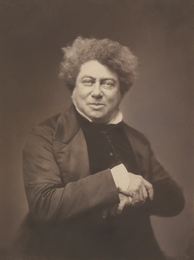 Alexandre Dumas père (1802–1870): salted paper print from wet collodion negative by Nadar, 1855.