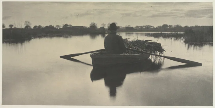 Rowing Home the Schoof-Stuff: platinum print by Peter Henry Emerson, 1886.