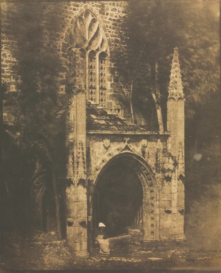 Fountain of Notre-Dame at Saint-Brieuc, Brittany: salted paper print from calotype negative by Louis-Rémy Robert, c. 1853.