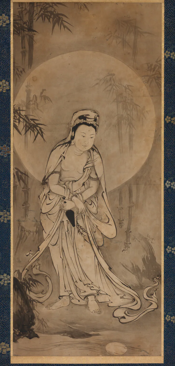 Water-Moon Kannon: hanging scroll; ink on paper by Gakuō Zōkyū, c. 1500.
