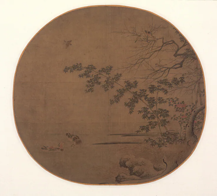 Birds on an Autumn Inlet: album leaf; ink and color on silk, c. 1200.