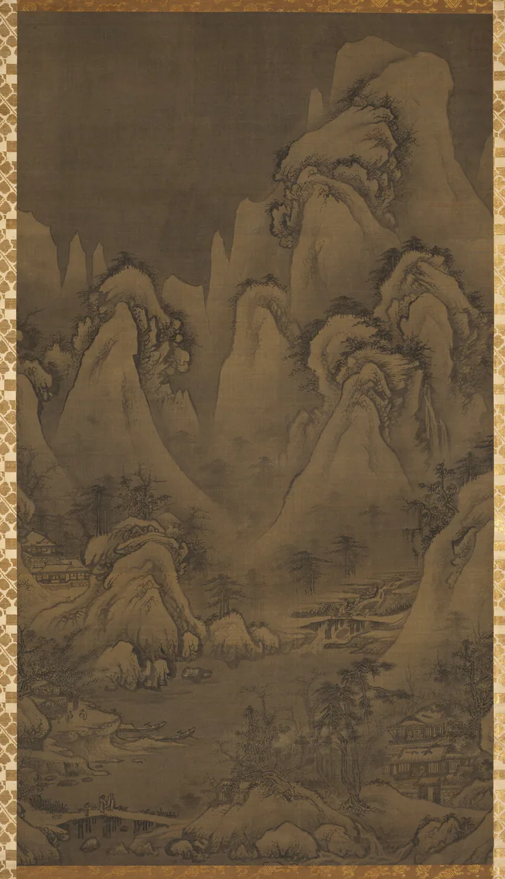 Winter Landscape: hanging scroll; ink and slight color on silk by Yeoseol, 1500s.