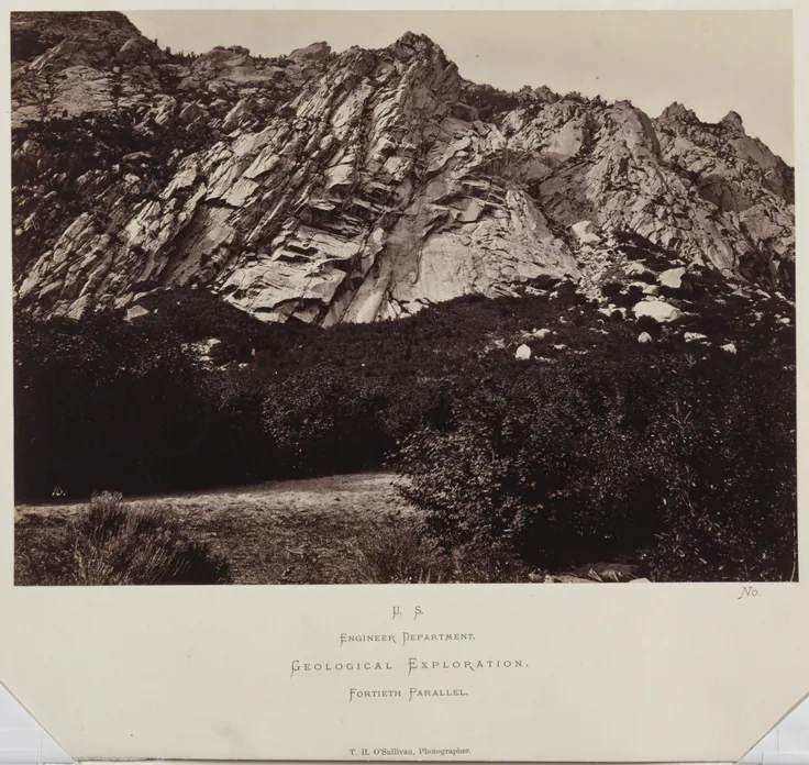 East Humboldt Mountains, Utah: albumen print from wet collodion negative by Timothy H. O'Sullivan, 1868.