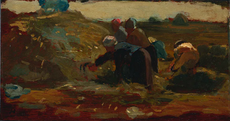 Women Working in a Field: oil on wood by Winslow Homer, 1867.