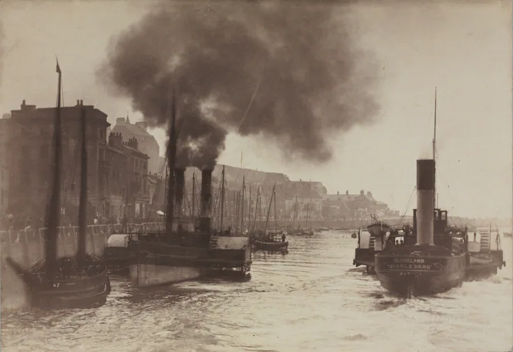 Untitled (Harbor Scene): albumen print from wet collodion negative by Frank Meadow Sutcliffe, c. 1880.