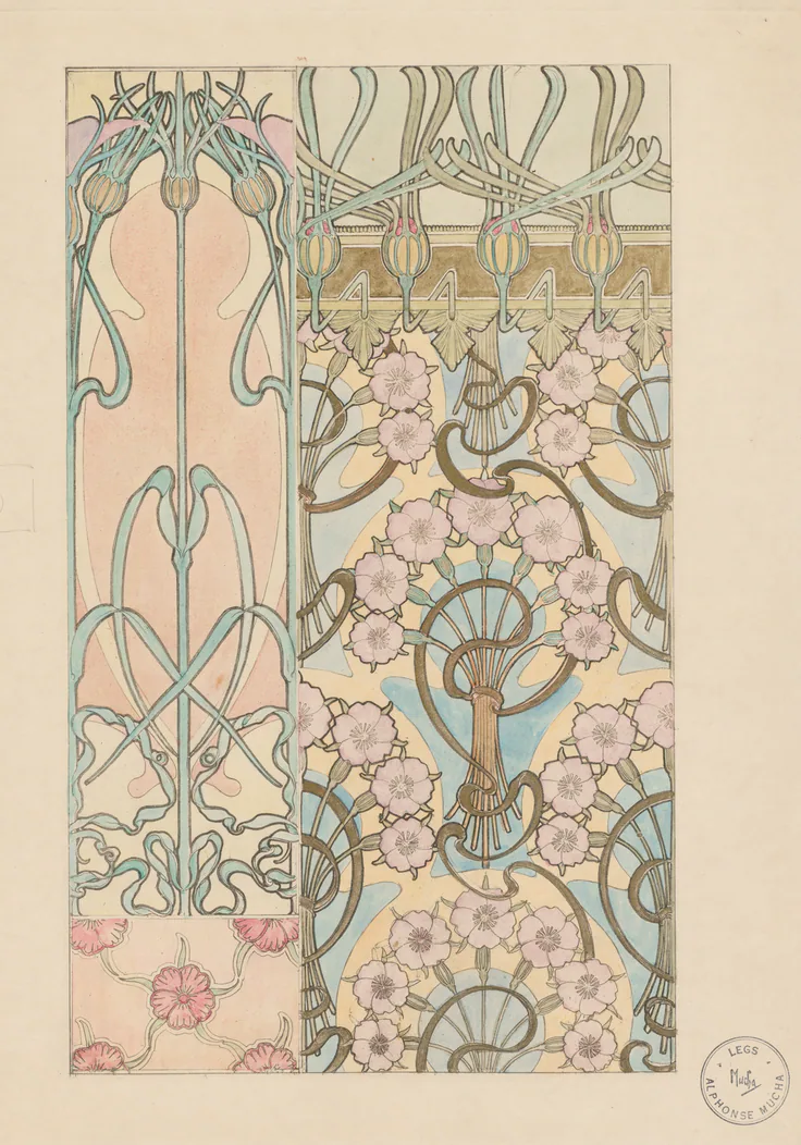 Ornament: metal relief and watercolor by Alphonse Mucha, 1901–2.