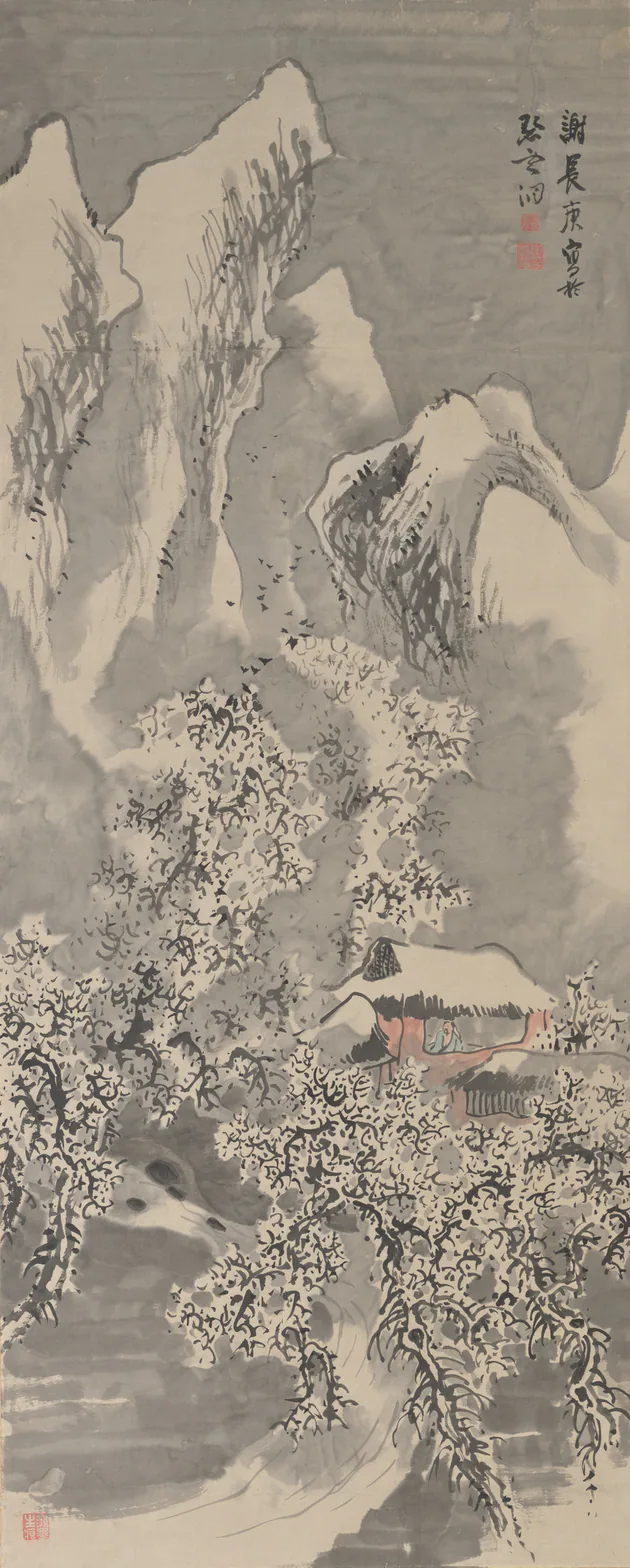 Snow Landscape: hanging scroll; ink and color on paper by Yosa Buson, mid-1770s.