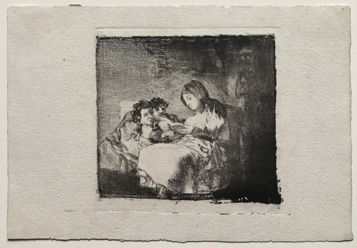 Woman Reading to Two Children: lithograph by Francisco de Goya, 1824–25.