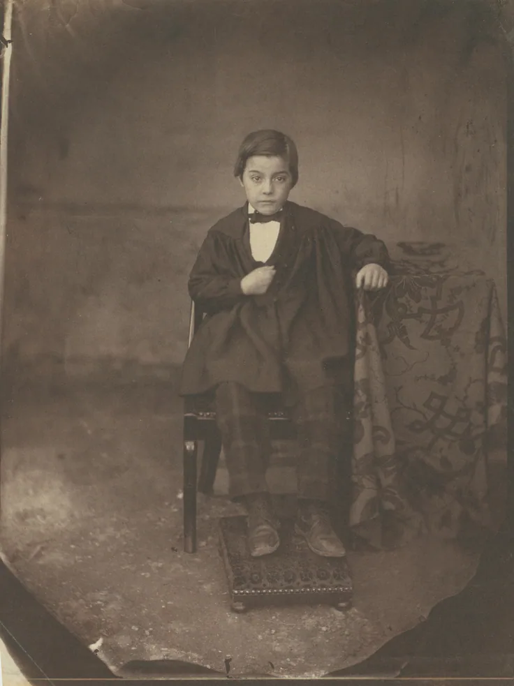 Portrait of a Young Boy: salted paper print from albumen on glass negative by Louis-Adolphe Humbert de Molard, c. 1848.
