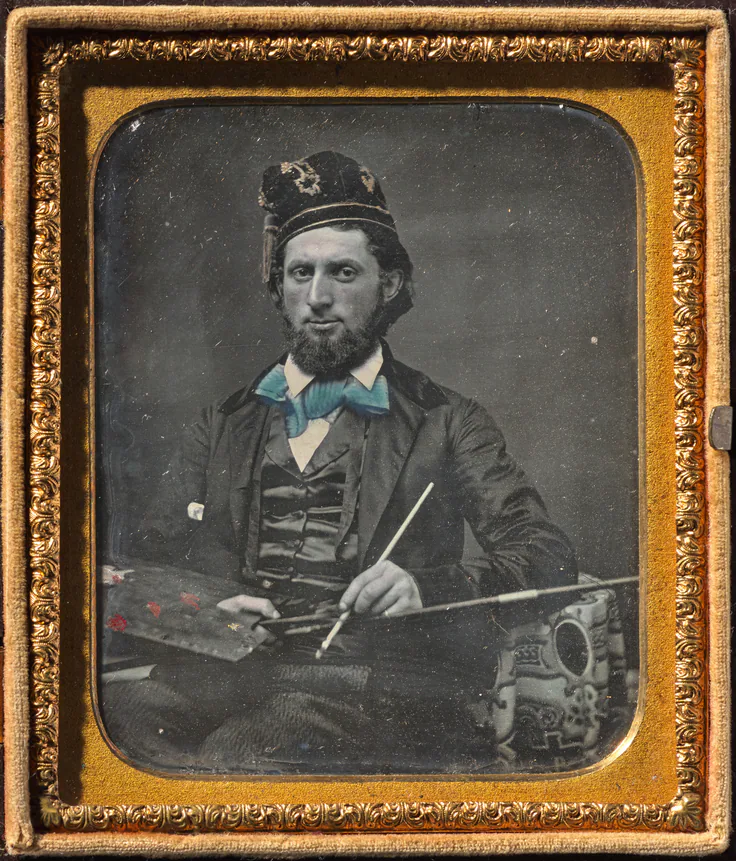 Artist with His Palette and Brushes: daguerreotype, sixth-plate, c. 1855.