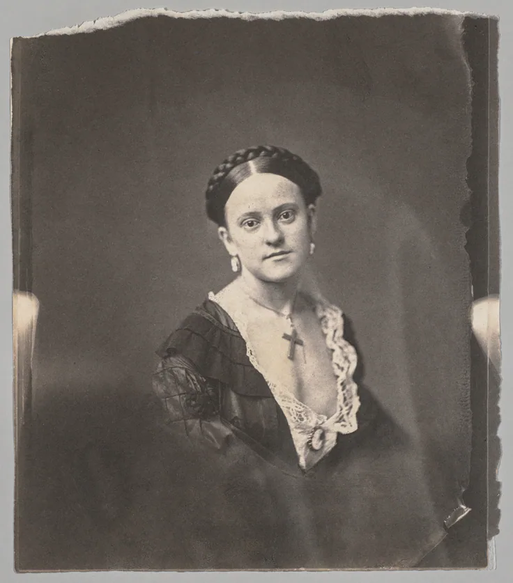 Mrs. John R. Johnston: salted paper print from wet collodion negative by John R. Johnston, before 1857.
