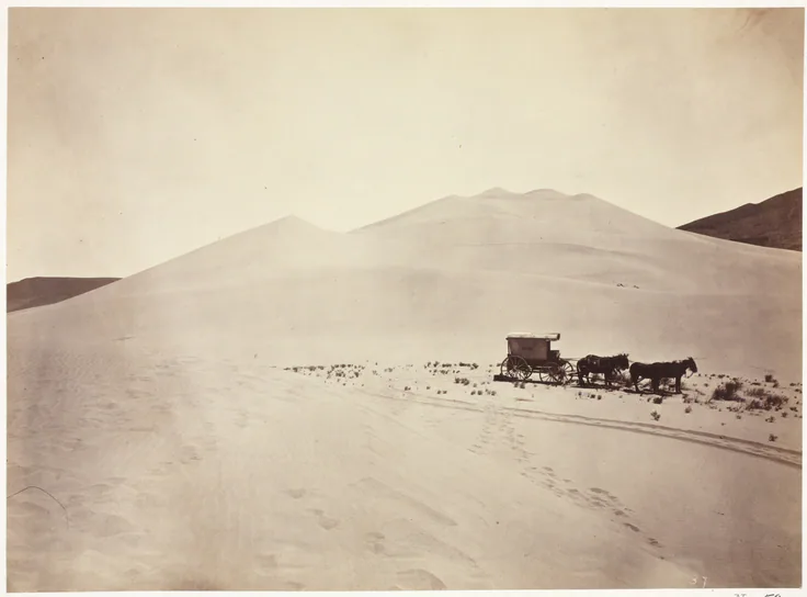 Sand Dunes, Carson Desert, Nevada: albumen print from wet collodion negative by Timothy H. O'Sullivan, 1867.