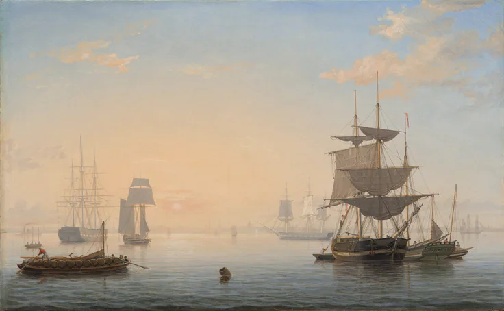 Harbor of Boston, with the City in the Distance: oil on canvas by Fitz Henry Lane, c. 1846–47.