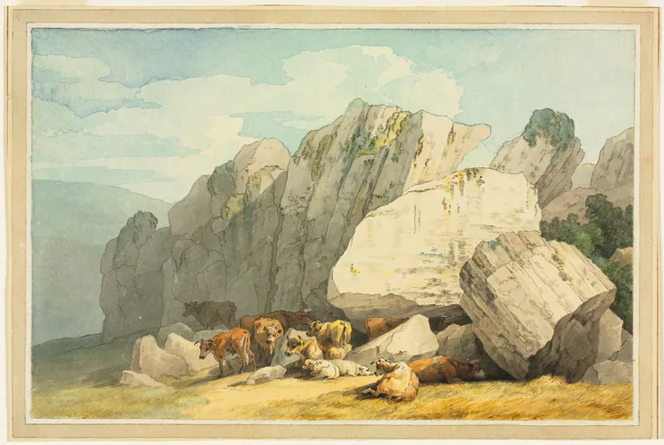 Leigh Tor Rocks at Poundsgate, near New Bridge on the Dart, Devon: drawing by John White Abbott, 1800.