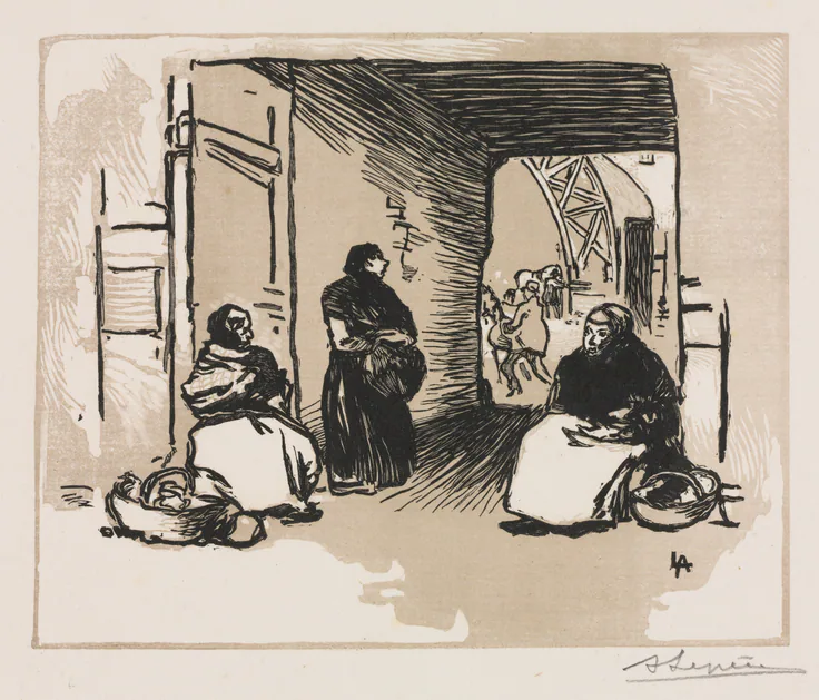 Bread-Sellers: woodcut by Auguste Louis Lepère, 1889.