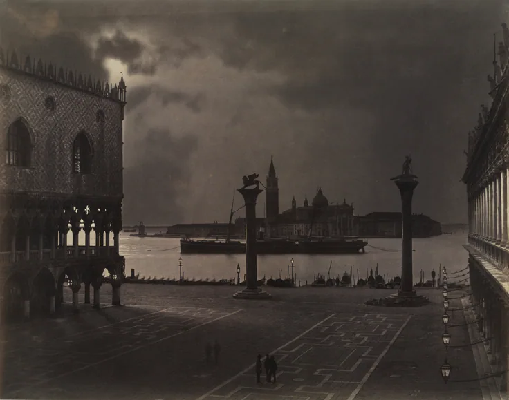 Venice: Saint Mark's Looking toward San Giorgio Maggiore, in Moonlight: albumen print by Carlo Naya, c. 1870.