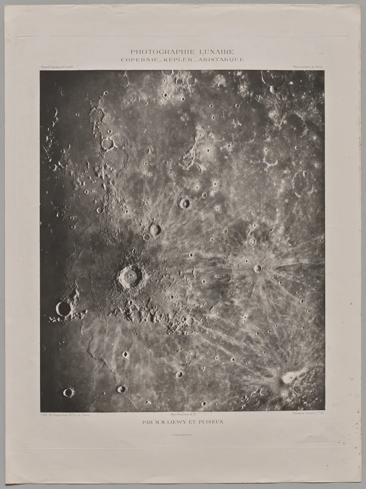 Photographie Lunaire: Copernic-Képler-Aristarique: photogravure (heliogravure) by Maurice Loewy, 1896.