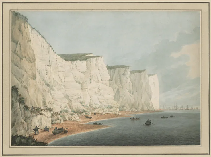 The Fleet Off the Coast, Beachy Head: watercolor with graphite underdrawing by Samuel Atkins, c. 1790–1805.