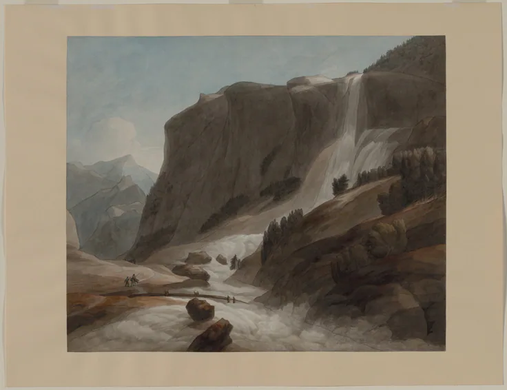 Waterfall between Chiavenna and Mount Splügen: drawing by Francis Towne, 1784.