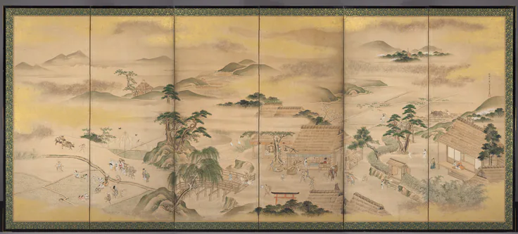 Spring and Autumn Farming (Spring): painting by Kō Sūkoku, 1700s.