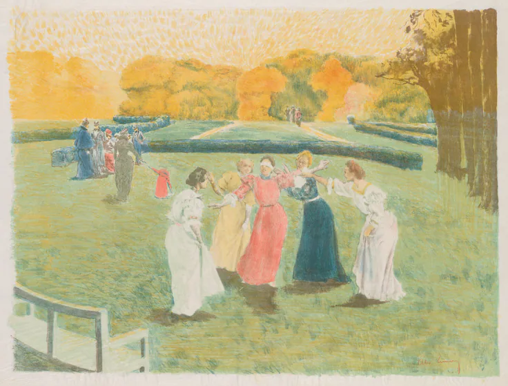 Blind Man's Bluff: color lithograph by Alexandre Lunois, 1897.