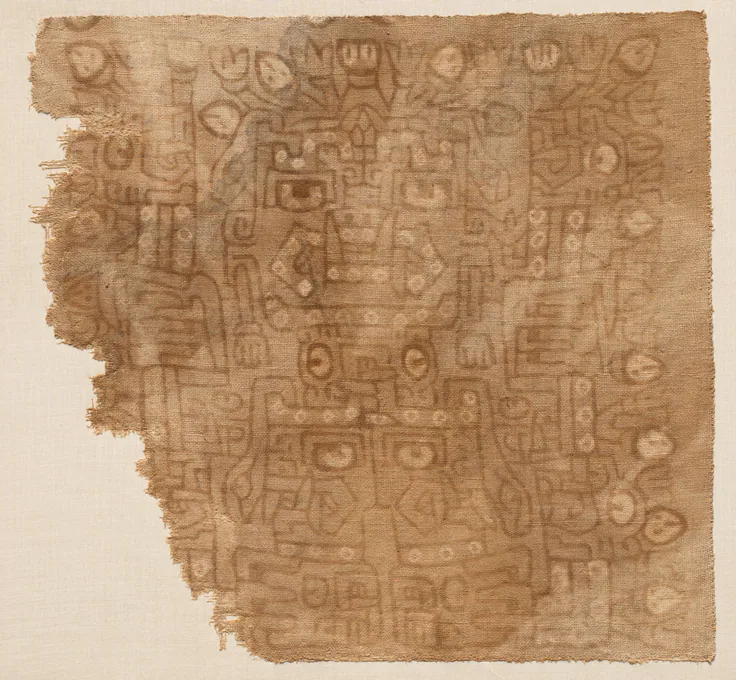 Textile Fragment with Cotton Goddess: cotton, pigments, 800–500 BCE.