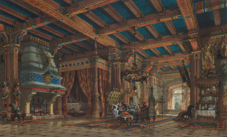 Château Interior: drawing by V. Germain, 1834.