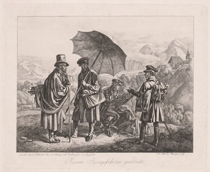 The Artists on Their Journey: etching on wove paper by Johann Adam Klein, 1819.