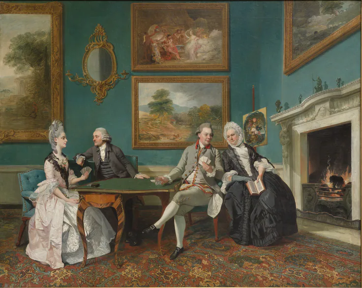 The Dutton Family in the Drawing Room of Sherborne Park, Gloucestershire: oil on canvas by Johann Zoffany, c. 1772.