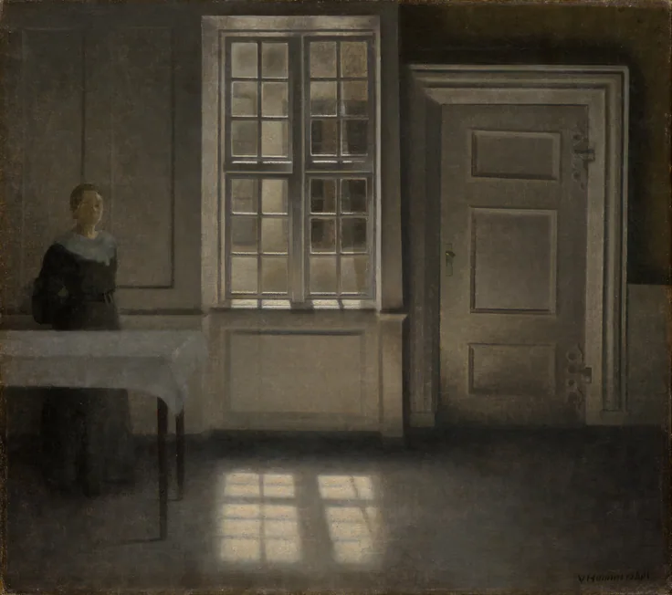Strandgade, Sunshine: oil on canvas by Vilhelm Hammershøi, c. 1906.