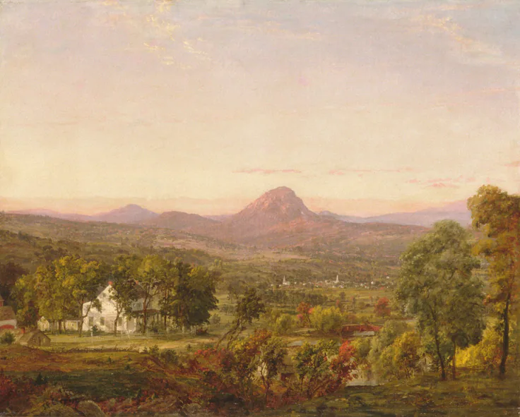 Autumn Landscape, Sugar Loaf Mountain, Orange County, New York: oil on canvas by Jasper Francis Cropsey, ca. 1870–75.